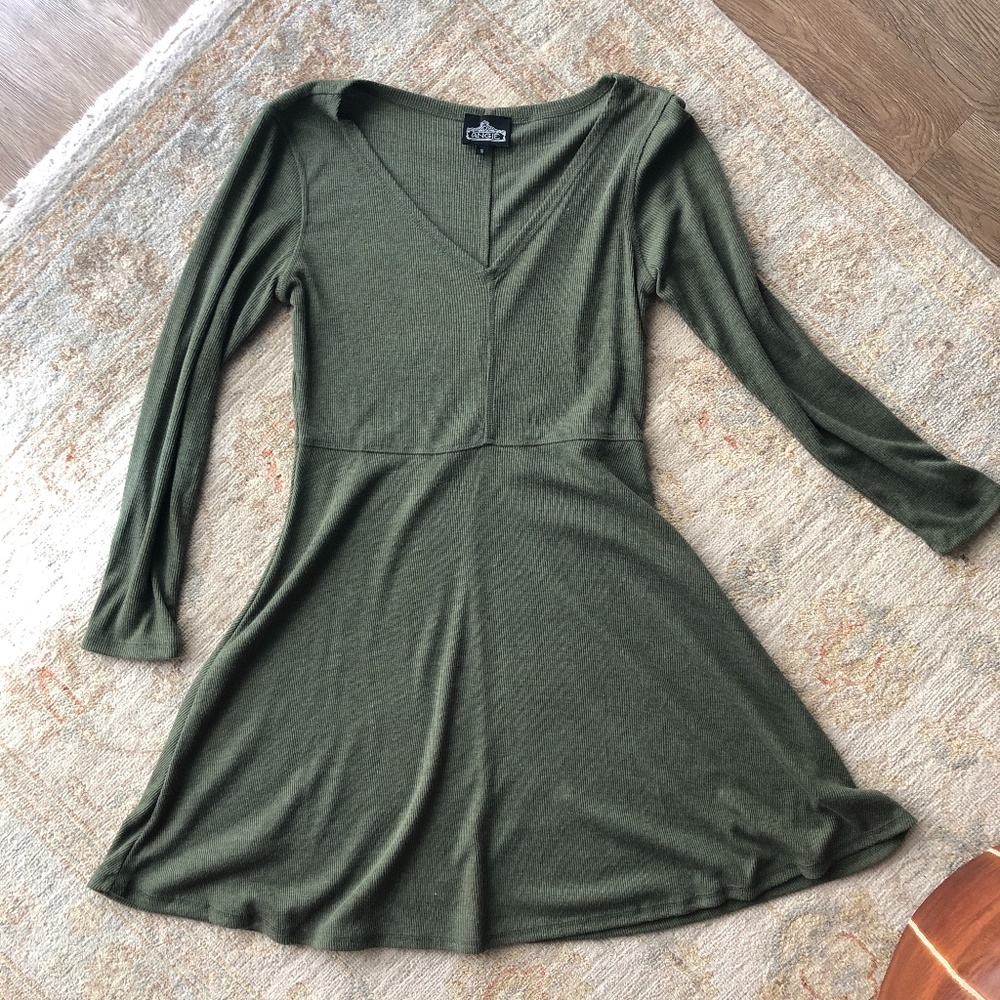 SOLD: Angie Long Sleeve V-Neck Ribbed Dress